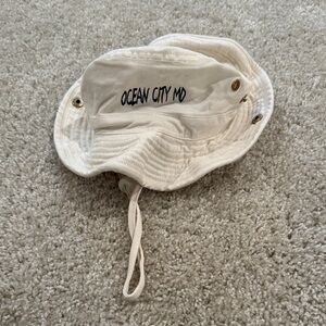 White Bucket Hat with Ocean City MD Embroidery